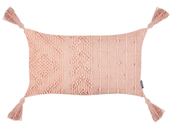 Set med 2 Prydnadskuddar Persikorosa Bomullsöverdrag 30 x 50 cm Kudde 2 st