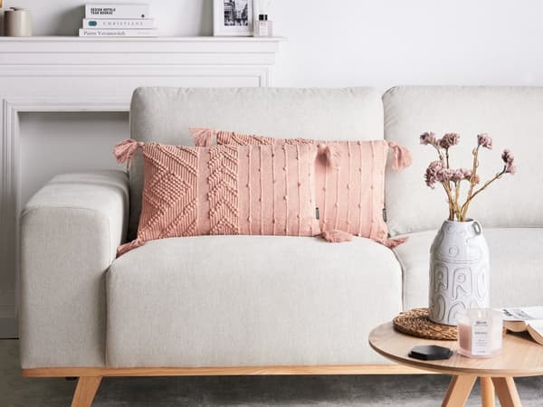 Set med 2 Prydnadskuddar Persikorosa Bomullsöverdrag 30 x 50 cm Kudde 2 st