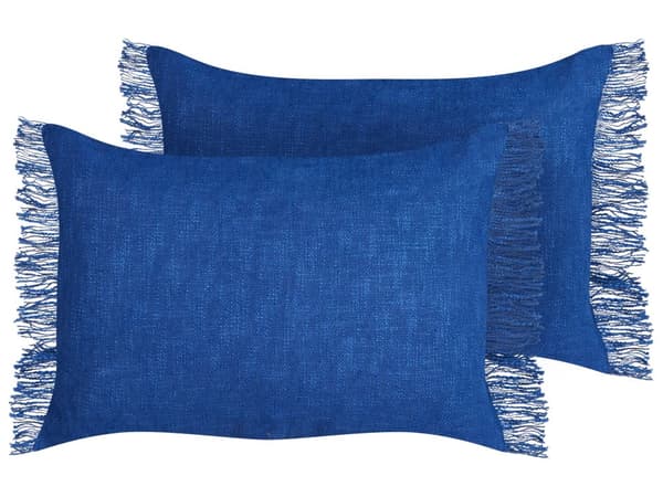 Prydnadskuddar 2 st Marinblå Bomullsöverdrag 35 x 50 cm Kuddar Set