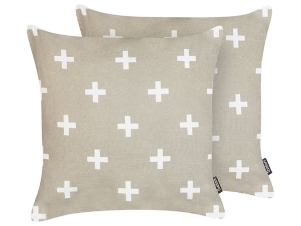 Set med 2 Prydnadskuddar Taupe Bomullsöverdrag 45 x 45 cm Kuddar