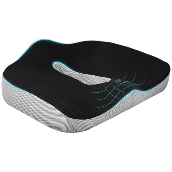 Rootz Memory Foam Ortopædisk sædehynde - Coccyx Pude - Stolepude - Åndbart meshbetræk - Skridsikret base - 44cm x 39cm x 13cm