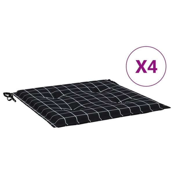Stolsdynor 4 st svartrutig 50x50x3 cm tyg