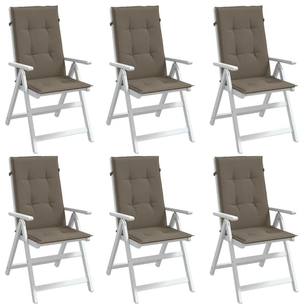 Stolsdynor högt ryggstöd 6 st melerad taupe 120x50x4 cm tyg
