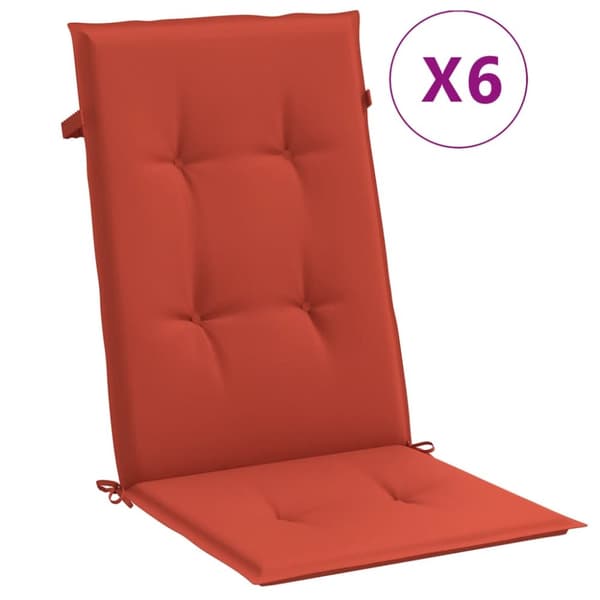 Stolsdynor högt ryggstöd 6 st melerad röd 120x50x4 cm tyg