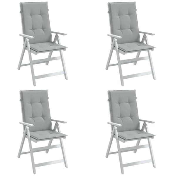 Stolsdynor högt ryggstöd 4 st melerad ljusgrå 120x50x4 cm tyg