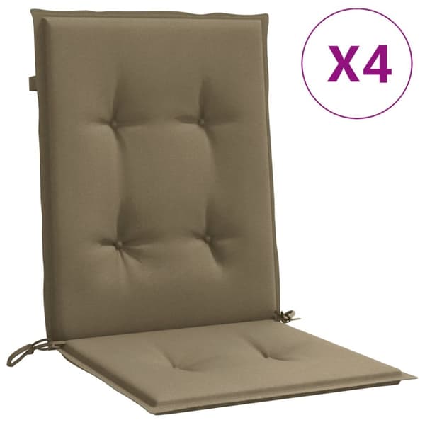 Stolsdynor lågt ryggstöd 4 st melerad taupe 100x50x4 cm tyg