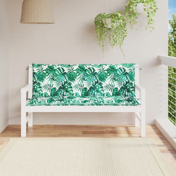 Bänkdynor för trädgården 2st bladmönster 150x50x7cm oxfordtyg