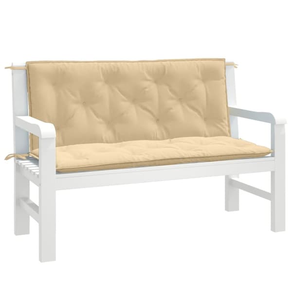 Bänkdyna 2 st melerad beige 120x50x7 cm tyg