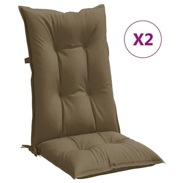 Stolsdynor högt ryggstöd 2 st melerad taupe 120x50x7 cm tyg