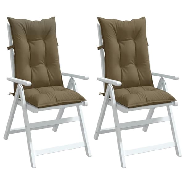 Stolsdynor högt ryggstöd 2 st melerad taupe 120x50x7 cm tyg