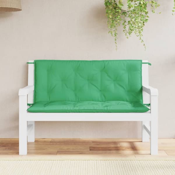 Bänkdynor för trädgården 2st grön 120x50x7cm oxfordtyg