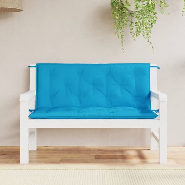 Bänkdynor för trädgården 2st ljusblå 120x50x7cm oxfordtyg