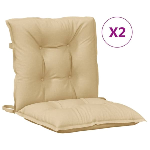 Stolsdynor lågt ryggstöd 2 st melerad beige 100x50x7 cm tyg