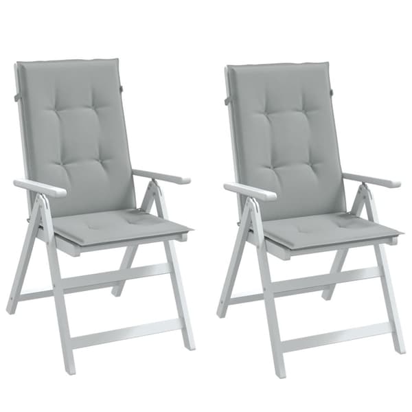 Stolsdynor högt ryggstöd 2 st melerad ljusgrå 120x50x4 cm tyg