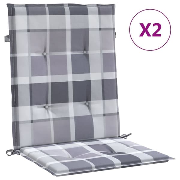 Stolsdynor 2 st grårutig 100x50x3 cm oxfordtyg