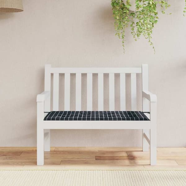 Bänkdyna för trädgården svartrutig 120x50x3 cm oxfordtyg