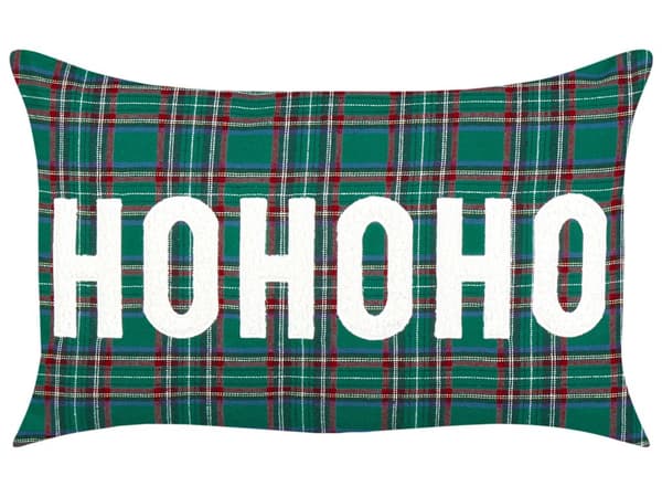 Sett med 2 Puter Grønt Polyesterstoff Tartan Julemønster 30 x 50 cm Dekorasjonstilbehør