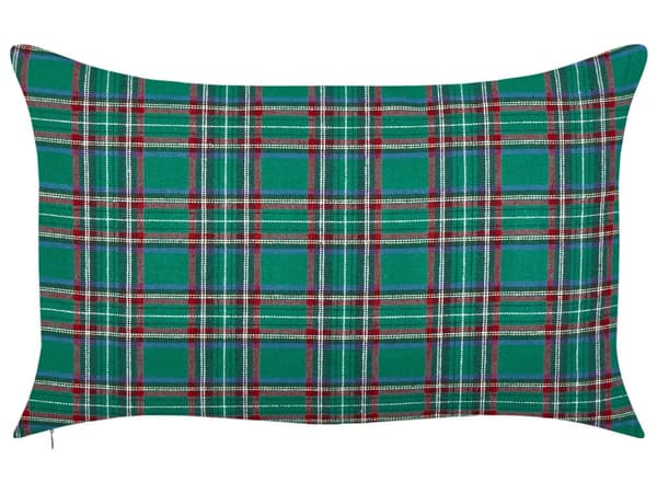 Sett med 2 Puter Grønt Polyesterstoff Tartan Julemønster 30 x 50 cm Dekorasjonstilbehør