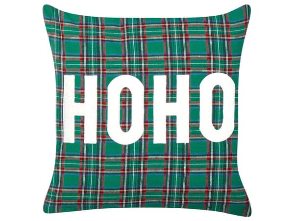 Sett med 2 Puter Grønt Polyesterstoff Tartan Julemønster 45 x 45 cm Dekorasjonstilbehør