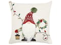 Miniatyrbild 4 av 8: Prydnadskuddar 2 st Vit Tyg Julmotiv Julkuddar 45 x 45 cm Kuddar Dekorationstillbehör