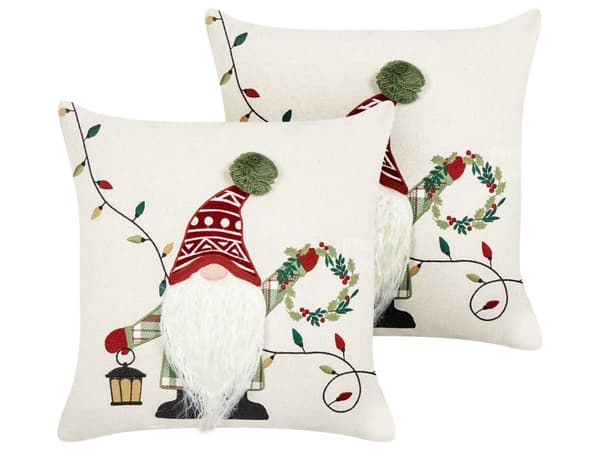 Prydnadskuddar 2 st Vit Tyg Julmotiv Julkuddar 45 x 45 cm Kuddar Dekorationstillbehör