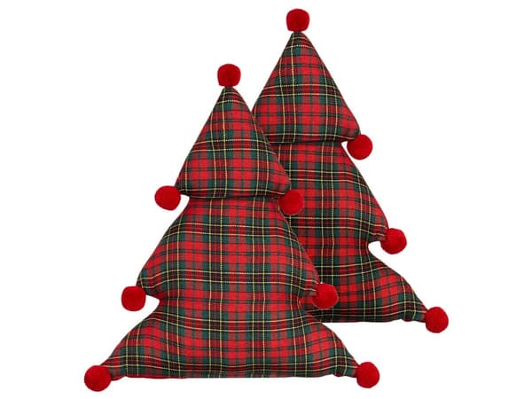 Prydnadskuddar 2 st Röd och Grön Tyg Julgransform 35 x 30 cm Dekorationstillbehör