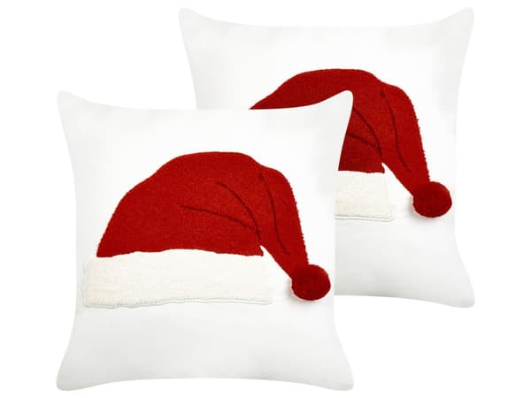 Prydnadskuddar 2 st Vit Tyg Julmotiv 30 x 50 cm Kuddar Dekorationstillbehör Julkudde