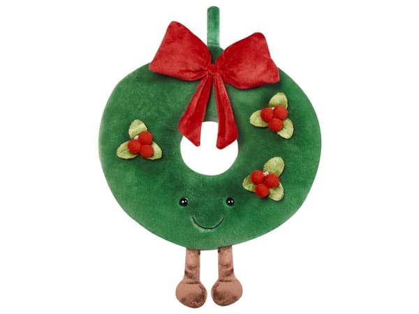 Set om 2 Prydnadskuddar Grön Rund Tyg 45 cm Julmotiv Krans Dekorationer Hemtillbehör Sovrum Vardagsrum Barnrum