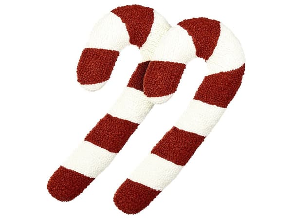 Set med 2 Prydnadskuddar Röd Vit tyg Jul Polkakäpp 25 x 55 cm Dekoration Tillbehör Vardagsrum Sovrum