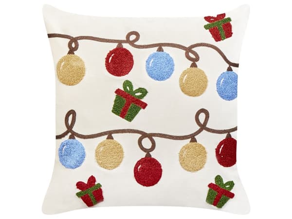 Set om 2 Prydnadskuddar Vit Sammetstyg Julmotiv 45 x 45 cm Dekorationer Hemtillbehör Sovrum Vardagsrum