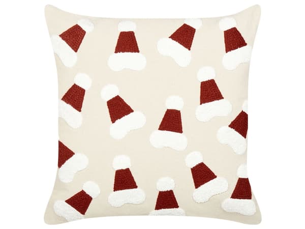 Set med 2 Prydnadskuddar Beige Bomullstyg Julmönster 45 x 45 cm Dekoration Hemtillbehör Sovrum Vardagsrum
