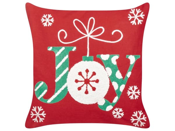 Sett med 2 pynteputer Rød Bomull 45 x 45 cm Julemotiv Avtakbart trekk med glidelås Julepynt Tekstiler Interiør
