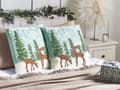 Miniatyrbilde 2 av 7: Sett med 2 pynteputer Blå Bomull 45 x 45 cm Julemotiv Reinsdyr Avtakbart trekk med glidelås Julepynt Tekstiler Interiør