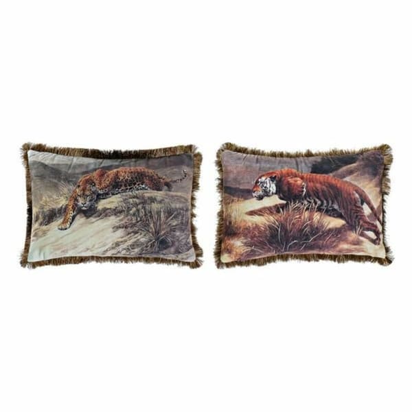 Tyyny DKD Home Decor 8424001718016 Eläin Polyesteri Alumiini Siirtomaatyylinen (2 osaa)
