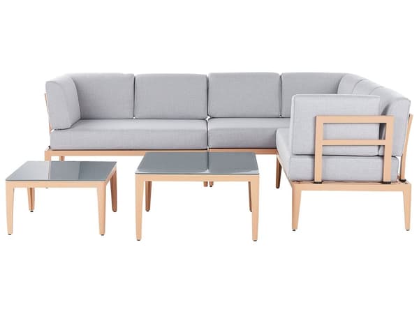 Utendørs Putetrekk Sett Lysegrått Stoff Sofa Sete Rygg Sideputetrekk Moderne Stil