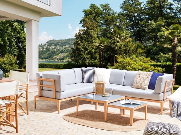Utendørs Putetrekk Sett Lysegrått Stoff Sofa Sete Rygg Sideputetrekk Moderne Stil