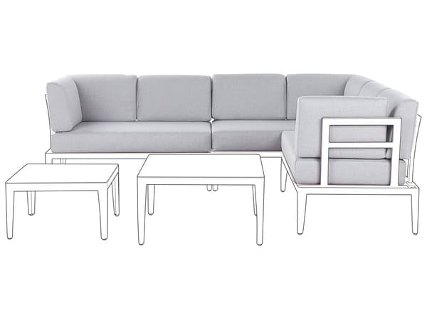 Utendørs Putetrekk Sett Lysegrått Stoff Sofa Sete Rygg Sideputetrekk Moderne Stil
