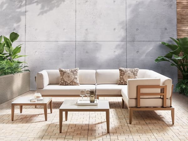 Utendørs Putetrekk Sett Lysebeige Stoff Sofa Sete Rygg Sideputetrekk Moderne Stil