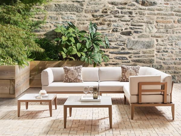 Utendørs Putetrekk Sett Lysebeige Stoff Sofa Sete Rygg Sideputetrekk Moderne Stil
