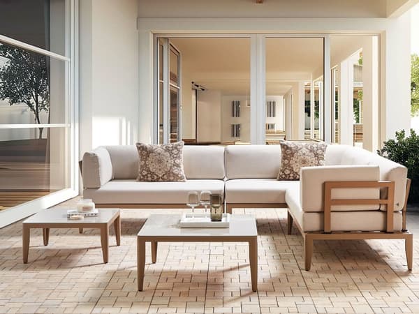 Utendørs Putetrekk Sett Lysebeige Stoff Sofa Sete Rygg Sideputetrekk Moderne Stil