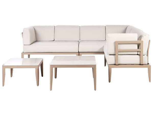 Utendørs Putetrekk Sett Lysebeige Stoff Sofa Sete Rygg Sideputetrekk Moderne Stil