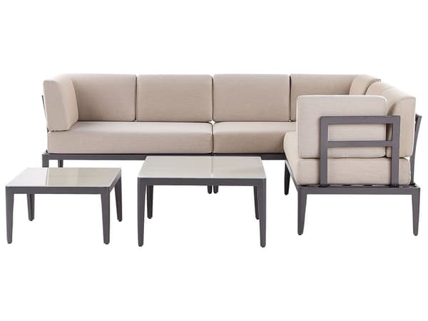 Udendørs pudebetræk Sæt Beige stofsofa Sæde Rygsidepudebetræk moderne stil