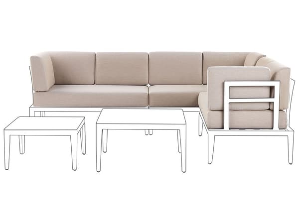 Udendørs pudebetræk Sæt Beige stofsofa Sæde Rygsidepudebetræk moderne stil