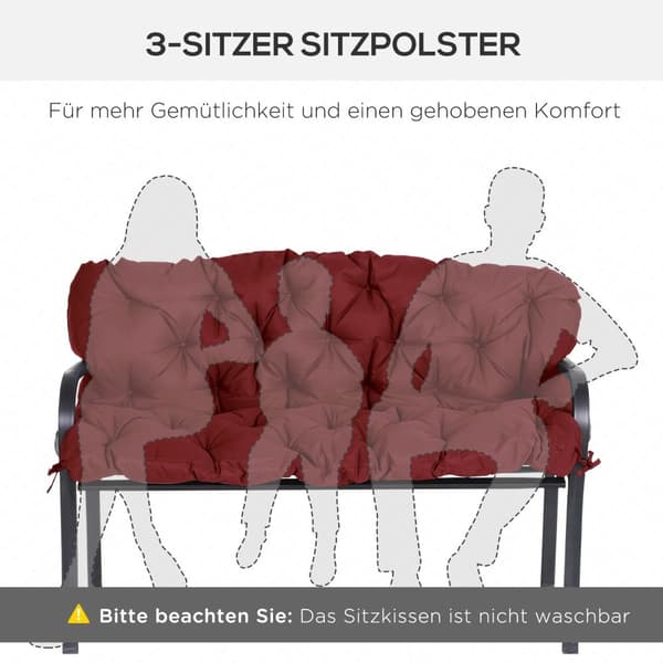 Rootz Garden Seat Bench Cushion - Bench Cushions - Foam Seat Pads - Förbättrar komfort - 150L X 98W X 8D cm