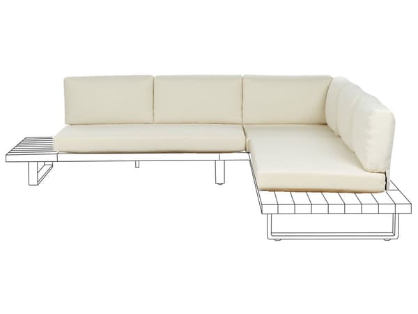 Putedekkesett for Utendørs Bruk Off-White Stoff Sofa Sete Rygg Sidepute Dekk