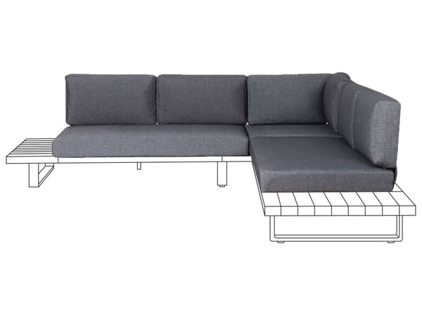 Putedekkesett for Utendørs Bruk Grått Stoff Sofa Sete Rygg Sidepute Dekk