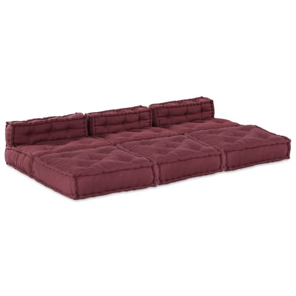 vidaXL Pouffe Sæt af 4 Bordeaux 100% bomuld 70 x 70 x 54 cm Modulær
