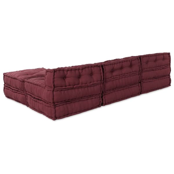 vidaXL Pouffe Sæt af 4 Bordeaux 100% bomuld 70 x 70 x 54 cm Modulær
