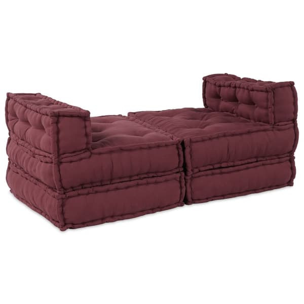 vidaXL Puff Set om 4 Burgundy 100% bomull 70 x 70 x 54 cm Modulär