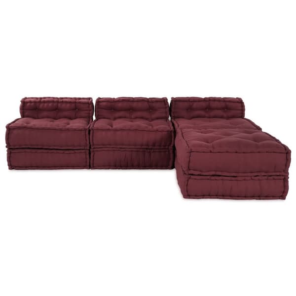 vidaXL Puff Set om 4 Burgundy 100% bomull 70 x 70 x 54 cm Modulär